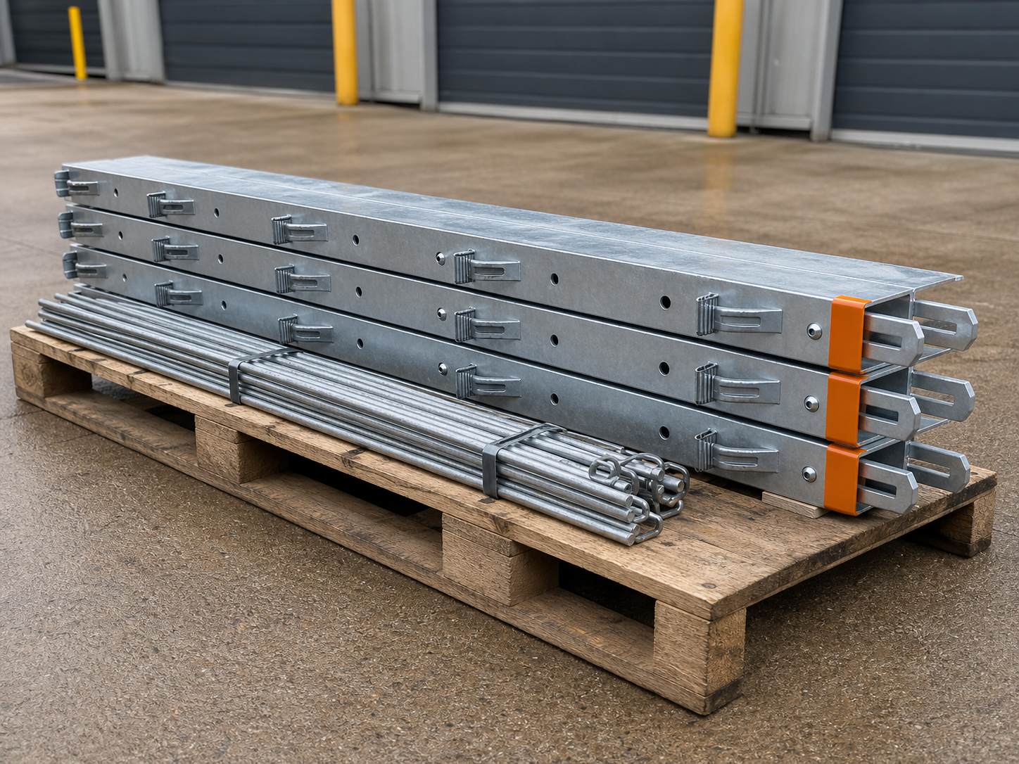 Flexible steel road forms and stakes prepared for hire