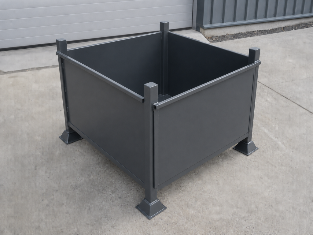 Road Form Stake Storage Bin photographed in a clean industrial setting